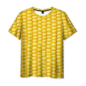 Мужская футболка 3D с принтом Сладкая вареная кукуруза в Кировске, 100% полиэфир | прямой крой, круглый вырез горловины, длина до линии бедер | еда | кукуруза