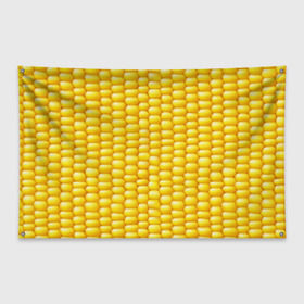 Флаг-баннер с принтом Сладкая вареная кукуруза в Кировске, 100% полиэстер | размер 67 х 109 см, плотность ткани — 95 г/м2; по краям флага есть четыре люверса для крепления | еда | кукуруза