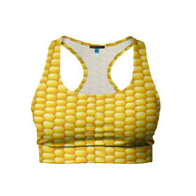 Женский спортивный топ 3D с принтом Сладкая вареная кукуруза в Кировске, 82% полиэстер, 18% спандекс Ткань безопасна для здоровья, позволяет коже дышать, не мнется и не растягивается |  | еда | кукуруза