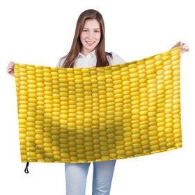 Флаг 3D с принтом Сладкая вареная кукуруза в Кировске, 100% полиэстер | плотность ткани — 95 г/м2, размер — 67 х 109 см. Принт наносится с одной стороны | еда | кукуруза