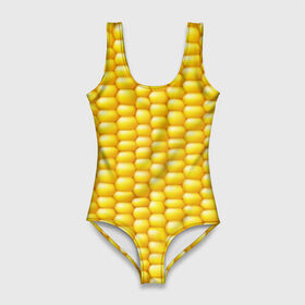 Купальник-боди 3D с принтом Сладкая вареная кукуруза в Кировске, 82% полиэстер, 18% эластан | Круглая горловина, круглый вырез на спине | Тематика изображения на принте: еда | кукуруза