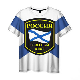 Мужская футболка 3D с принтом Северный флот в Кировске, 100% полиэфир | прямой крой, круглый вырез горловины, длина до линии бедер | 3d | военно морские силы | символ | флаг | эмблема