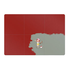 Магнитный плакат 3Х2 с принтом Рыжая красит в красный в Кировске, Полимерный материал с магнитным слоем | 6 деталей размером 9*9 см |  банка | девушка | женщина | капли | кисточка | кисть | краска | красная | маляр | мульт | мультяшка | недокрашенная | прикол | рыжеволосая | следы | строитель