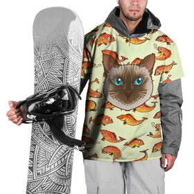 Накидка на куртку 3D с принтом Котик в рыбках! в Кировске, 100% полиэстер |  | животные | коты | котэ | котята | милые животные | прикольные | рыба | рыбки | цветные | яркие