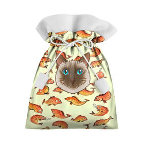 Подарочный 3D мешок с принтом Котик в рыбках! в Кировске, 100% полиэстер | Размер: 29*39 см | животные | коты | котэ | котята | милые животные | прикольные | рыба | рыбки | цветные | яркие