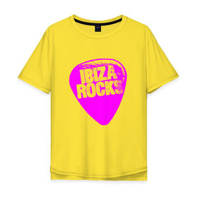 Мужская футболка хлопок Oversize с принтом Ibiza Rocks Pink в Кировске, 100% хлопок | свободный крой, круглый ворот, “спинка” длиннее передней части | Тематика изображения на принте: 