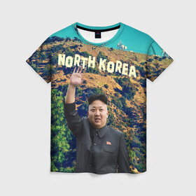 Женская футболка 3D с принтом NORTH KOREA в Кировске, 100% полиэфир ( синтетическое хлопкоподобное полотно) | прямой крой, круглый вырез горловины, длина до линии бедер | hollywood | kim jong un | north korea | ким чен ын | северная корея