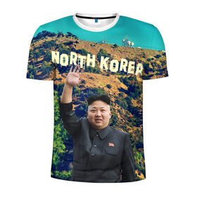 Мужская футболка 3D спортивная с принтом NORTH KOREA в Кировске, 100% полиэстер с улучшенными характеристиками | приталенный силуэт, круглая горловина, широкие плечи, сужается к линии бедра | hollywood | kim jong un | north korea | ким чен ын | северная корея