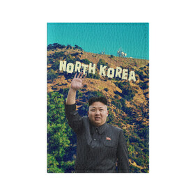 Обложка для паспорта матовая кожа с принтом NORTH KOREA в Кировске, натуральная матовая кожа | размер 19,3 х 13,7 см; прозрачные пластиковые крепления | Тематика изображения на принте: hollywood | kim jong un | north korea | ким чен ын | северная корея