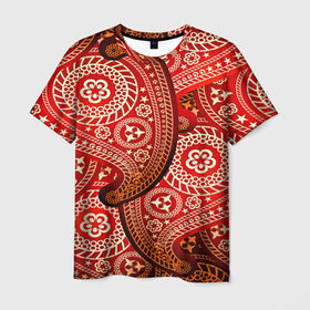 Мужская футболка 3D с принтом Турецкий огурец в Кировске, 100% полиэфир | прямой крой, круглый вырез горловины, длина до линии бедер | 3d | абстракция | арт | индийский | турецкий огурец | узор | фигуры | цветы