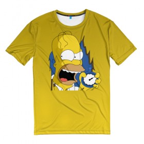 Мужская футболка 3D с принтом Гомер Симпсон в Кировске, 100% полиэфир | прямой крой, круглый вырез горловины, длина до линии бедер | homer | horror | jonny | simpsons | гомер | джонни | симпсон | симпсоны