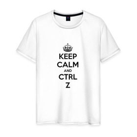 Мужская футболка хлопок с принтом Keep Calm And Ctrl + Z в Кировске, 100% хлопок | прямой крой, круглый вырез горловины, длина до линии бедер, слегка спущенное плечо. | Тематика изображения на принте: ctrl + z | ctrl. z | keep calm | keep calm and | keep calm and ctrl z