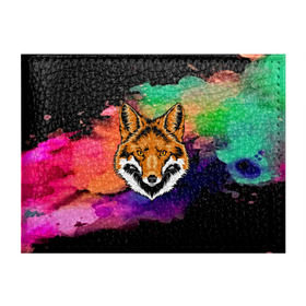 Обложка для студенческого билета с принтом Лиса в Кировске, натуральная кожа | Размер: 11*8 см; Печать на всей внешней стороне | 3d | color | pattern | абстракция | голова животного | животные | краска | лиса | лисица | цветные