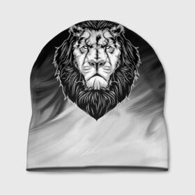 Шапка 3D с принтом Лев в Кировске, 100% полиэстер | универсальный размер, печать по всей поверхности изделия | 3d | арт | голова животного | король | лев | природа | сила | царь