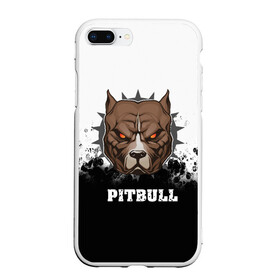 Чехол для iPhone 7Plus/8 Plus матовый с принтом Pitbull в Кировске, Силикон | Область печати: задняя сторона чехла, без боковых панелей | 3d | dog | pitbull | абстракция | животные | краска | собака | черно белый