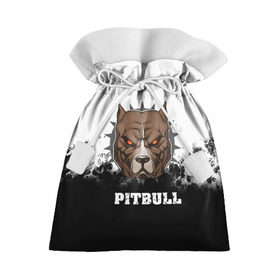 Подарочный 3D мешок с принтом Pitbull в Кировске, 100% полиэстер | Размер: 29*39 см | Тематика изображения на принте: 3d | dog | pitbull | абстракция | животные | краска | собака | черно белый
