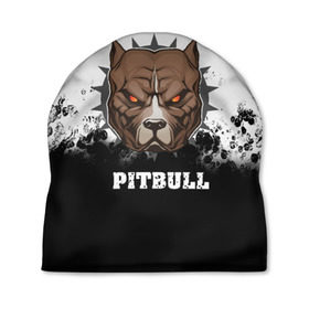 Шапка 3D с принтом Pitbull в Кировске, 100% полиэстер | универсальный размер, печать по всей поверхности изделия | 3d | dog | pitbull | абстракция | животные | краска | собака | черно белый