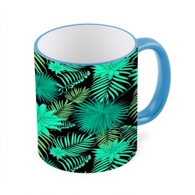 Кружка 3D с принтом Tropical pattern в Кировске, керамика | ёмкость 330 мл | 3d | арт | лето | листья | пальмы | текстура | узор | цветы