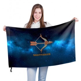 Флаг 3D с принтом Стрелец в Кировске, 100% полиэстер | плотность ткани — 95 г/м2, размер — 67 х 109 см. Принт наносится с одной стороны | звезды | космос | созвездие