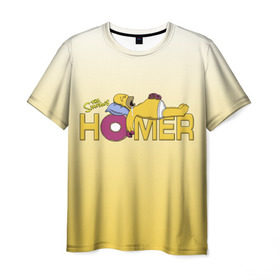 Мужская футболка 3D с принтом Гомер Симпсон в Кировске, 100% полиэфир | прямой крой, круглый вырез горловины, длина до линии бедер | Тематика изображения на принте: homer | simpsons | гомер | пончик | симпсоны