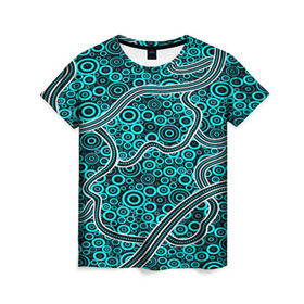 Женская футболка 3D с принтом Aboriginal pattern в Кировске, 100% полиэфир ( синтетическое хлопкоподобное полотно) | прямой крой, круглый вырез горловины, длина до линии бедер | абстракции | арт | волны | узор | фигуры