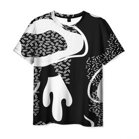 Мужская футболка 3D с принтом Черно-белый узор в Кировске, 100% полиэфир | прямой крой, круглый вырез горловины, длина до линии бедер | abstraction | абстракция | геометрия | грани | линии | полигоны | сочетания | текстура | узоры | черно белый
