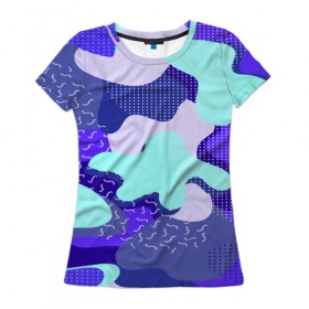 Женская футболка 3D с принтом Fashion geometry в Кировске, 100% полиэфир ( синтетическое хлопкоподобное полотно) | прямой крой, круглый вырез горловины, длина до линии бедер | 