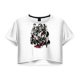 Женская футболка 3D укороченная с принтом Бешеные псы в Кировске, 100% полиэстер | круглая горловина, длина футболки до линии талии, рукава с отворотами | бешеные псы | тарантино