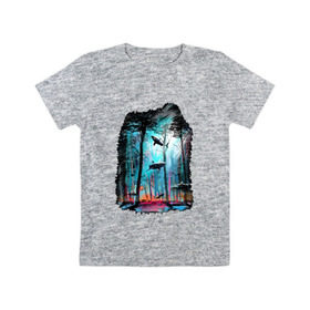 Детская футболка хлопок с принтом Подводный мир (лес с акулами) в Кировске, 100% хлопок | круглый вырез горловины, полуприлегающий силуэт, длина до линии бедер | пейзаж | сказочный