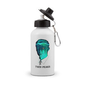 Бутылка спортивная с принтом Twin Peaks в Кировске, металл | емкость — 500 мл, в комплекте две пластиковые крышки и карабин для крепления | Тематика изображения на принте: арт | дейл купер | сериал | твин пикс | фильм