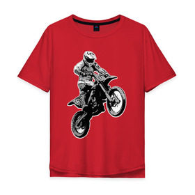 Мужская футболка хлопок Oversize с принтом Мотокросс в Кировске, 100% хлопок | свободный крой, круглый ворот, “спинка” длиннее передней части | 3d | арт | байк | краска | мотокросс | мотоцикл | прикольные | цветные