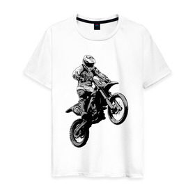Мужская футболка хлопок с принтом Мотокросс в Кировске, 100% хлопок | прямой крой, круглый вырез горловины, длина до линии бедер, слегка спущенное плечо. | 3d | арт | байк | краска | мотокросс | мотоцикл | прикольные | цветные