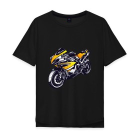 Мужская футболка хлопок Oversize с принтом Yamaha R1 в Кировске, 100% хлопок | свободный крой, круглый ворот, “спинка” длиннее передней части | 3d | r1 | yamaha | арт | байк | краска | мотокросс | мотоцикл | прикольные | цветные