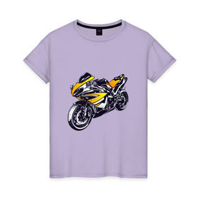 Женская футболка хлопок с принтом Yamaha R1 в Кировске, 100% хлопок | прямой крой, круглый вырез горловины, длина до линии бедер, слегка спущенное плечо | 3d | r1 | yamaha | арт | байк | краска | мотокросс | мотоцикл | прикольные | цветные