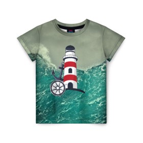 Детская футболка 3D с принтом Морской в Кировске, 100% гипоаллергенный полиэфир | прямой крой, круглый вырез горловины, длина до линии бедер, чуть спущенное плечо, ткань немного тянется | 3d | blue | брызги | вмф | вода | военный | волны | исторический | капли | корабль | лето | море | моряк | океан | природа | фрегат | шторм