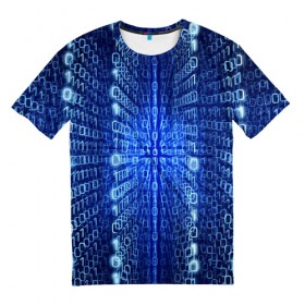 Мужская футболка 3D с принтом Программный код в Кировске, 100% полиэфир | прямой крой, круглый вырез горловины, длина до линии бедер | Тематика изображения на принте: код | цифры