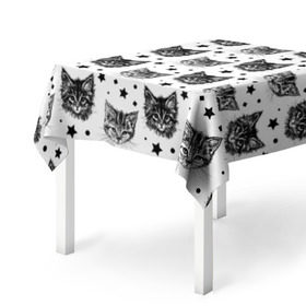 Скатерть 3D с принтом Котики в Кировске, 100% полиэстер (ткань не мнется и не растягивается) | Размер: 150*150 см | звезды | кот | котенок | котик | котики | котята | кошка | орнамент | узор
