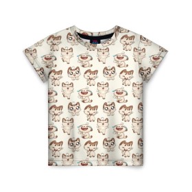 Детская футболка 3D с принтом Стикеры котик в Кировске, 100% гипоаллергенный полиэфир | прямой крой, круглый вырез горловины, длина до линии бедер, чуть спущенное плечо, ткань немного тянется | vk | вк | вконтакте | кот | котик | стикеры