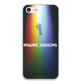 Чехол для iPhone 5/5S матовый с принтом Imagine Dragons в Кировске, Силикон | Область печати: задняя сторона чехла, без боковых панелей | demons | evolve | mirrors | radioactive | драконы | космос | музыка | нло | ночь | поп | радуга | рок | свет