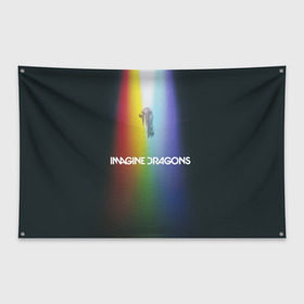 Флаг-баннер с принтом Imagine Dragons в Кировске, 100% полиэстер | размер 67 х 109 см, плотность ткани — 95 г/м2; по краям флага есть четыре люверса для крепления | demons | evolve | mirrors | radioactive | драконы | космос | музыка | нло | ночь | поп | радуга | рок | свет