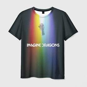 Мужская футболка 3D с принтом Imagine Dragons в Кировске, 100% полиэфир | прямой крой, круглый вырез горловины, длина до линии бедер | demons | evolve | mirrors | radioactive | драконы | космос | музыка | нло | ночь | поп | радуга | рок | свет