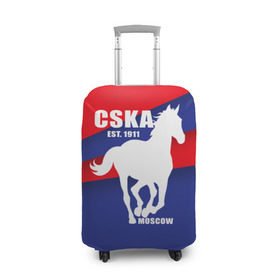 Чехол для чемодана 3D с принтом CSKA est. 1911 в Кировске, 86% полиэфир, 14% спандекс | двустороннее нанесение принта, прорези для ручек и колес | армейцы | болельщик | кони | красно синие | фанат | футбол | футболист | цска