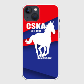Чехол для iPhone 13 с принтом CSKA est. 1911 в Кировске,  |  | армейцы | болельщик | кони | красно синие | фанат | футбол | футболист | цска