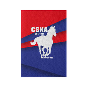Обложка для паспорта матовая кожа с принтом CSKA est. 1911 в Кировске, натуральная матовая кожа | размер 19,3 х 13,7 см; прозрачные пластиковые крепления | армейцы | болельщик | кони | красно синие | фанат | футбол | футболист | цска