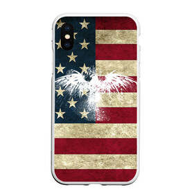 Чехол для iPhone XS Max матовый с принтом Флаг США с белым орлом в Кировске, Силикон | Область печати: задняя сторона чехла, без боковых панелей | usa | америка | американец | америки | звездно полосатый | необычный | нью йорк | орел | соединенные | сша | флаг | штаты | янки