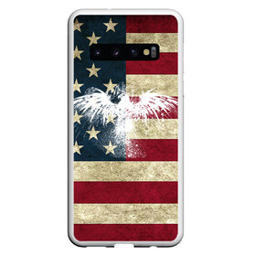 Чехол для Samsung Galaxy S10 с принтом Флаг США с белым орлом в Кировске, Силикон | Область печати: задняя сторона чехла, без боковых панелей | usa | америка | американец | америки | звездно полосатый | необычный | нью йорк | орел | соединенные | сша | флаг | штаты | янки