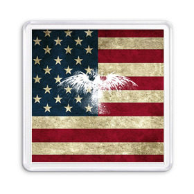 Магнит 55*55 с принтом Флаг США с белым орлом в Кировске, Пластик | Размер: 65*65 мм; Размер печати: 55*55 мм | usa | америка | американец | америки | звездно полосатый | необычный | нью йорк | орел | соединенные | сша | флаг | штаты | янки
