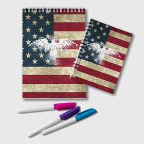 Блокнот с принтом Флаг США с белым орлом в Кировске, 100% бумага | 48 листов, плотность листов — 60 г/м2, плотность картонной обложки — 250 г/м2. Листы скреплены удобной пружинной спиралью. Цвет линий — светло-серый
 | usa | америка | американец | америки | звездно полосатый | необычный | нью йорк | орел | соединенные | сша | флаг | штаты | янки