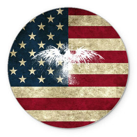 Коврик круглый с принтом Флаг США с белым орлом в Кировске, резина и полиэстер | круглая форма, изображение наносится на всю лицевую часть | usa | америка | американец | америки | звездно полосатый | необычный | нью йорк | орел | соединенные | сша | флаг | штаты | янки