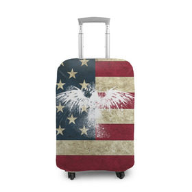 Чехол для чемодана 3D с принтом Флаг США с белым орлом в Кировске, 86% полиэфир, 14% спандекс | двустороннее нанесение принта, прорези для ручек и колес | usa | америка | американец | америки | звездно полосатый | необычный | нью йорк | орел | соединенные | сша | флаг | штаты | янки